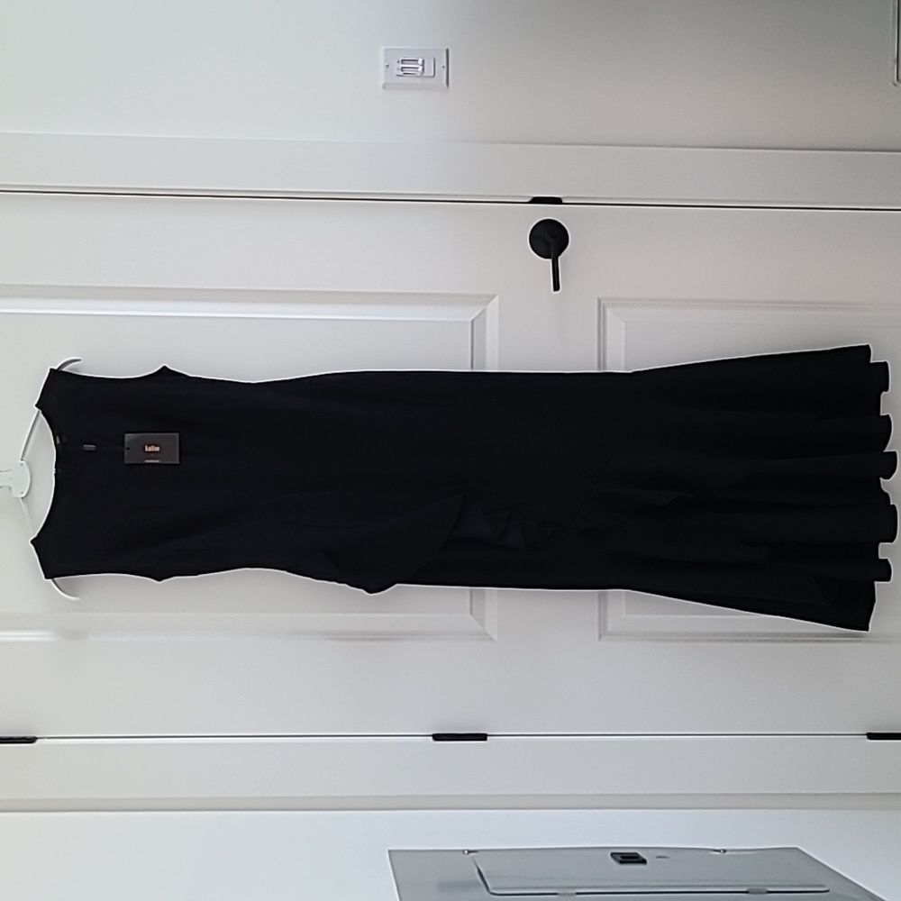 Knitee formal and wedding mermaid ruffle dress, maxi, black, small, sleeveless